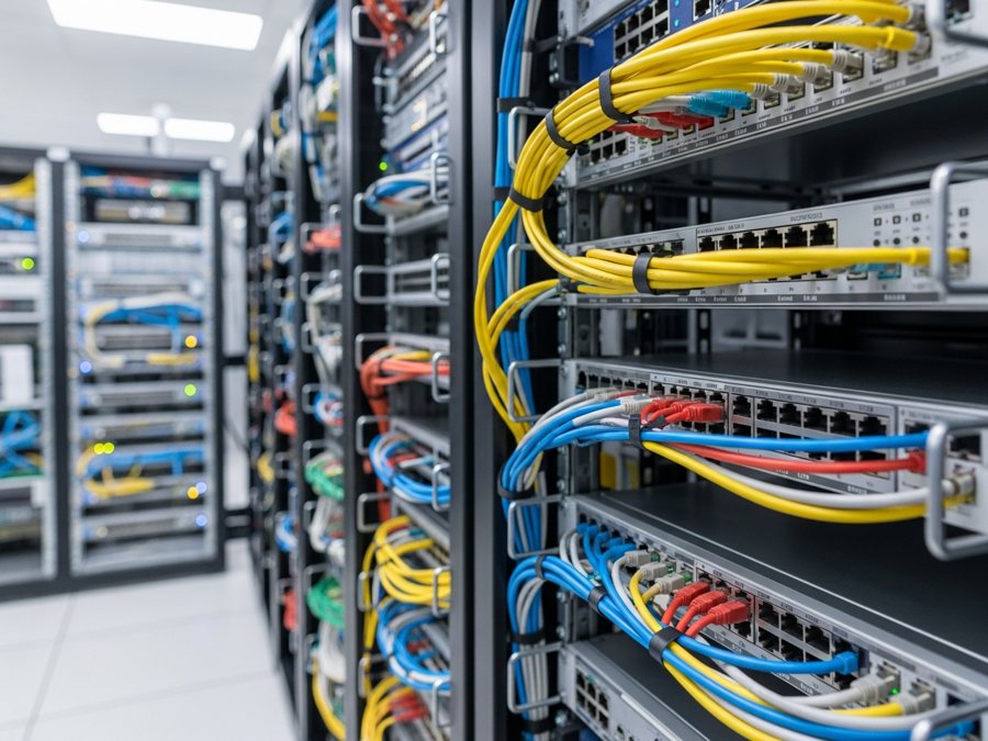 Cuarto de servidores con equipo de red